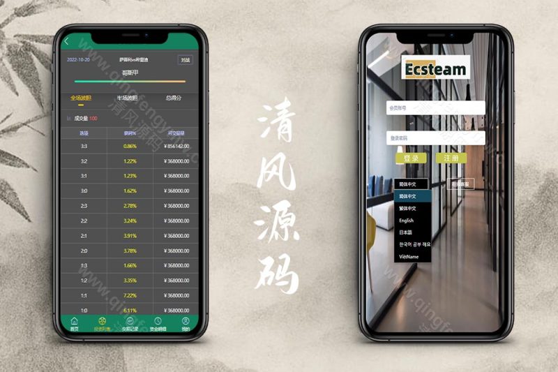 多语言TG淘金网反波胆系统源码/反波胆源码/海外球盘源码/足球比赛下注系统源码-清风源码