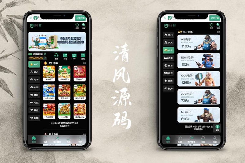 黑色UI/U站综合盘源码/包网源码/娱乐城源码/娱乐城搭建/包网搭建-清风源码
